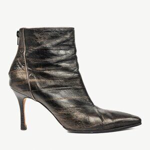 Manolo Blahnik Brown Eelskin Pointed-Toe Booties